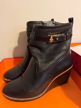 Tory Burch Black Melange Wedge Bootie